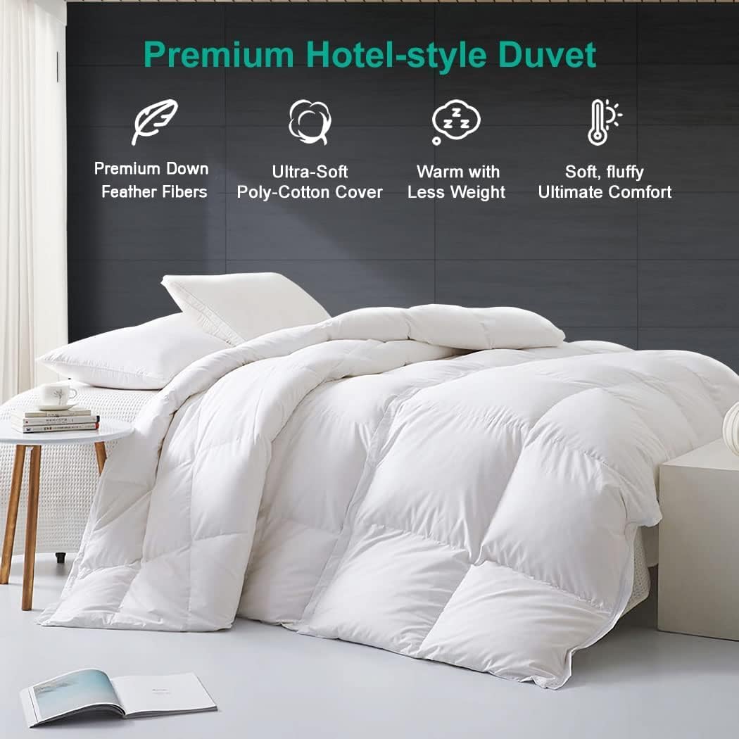 APSMILE Duvet Insert,Down Feather Fibers Comforter Queen-All Season Blanket
