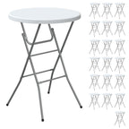 24" Round Folding Table, Plastic Bar Height Tables for Parties Black