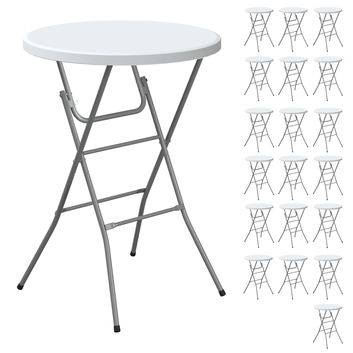 24" Round Folding Table, Plastic Bar Height Tables for Parties Black