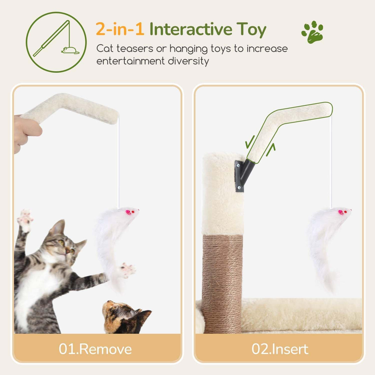 Globlazer Cat Tree for Large Adult Cats, Heavy Duty Indoor Cat Tower, F74B