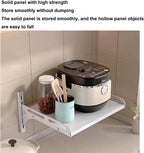 Kitchen Bakers Rack Kitchen Storage Wall-Mounted Seasoning Iron Storage Rack Punch-Free Oven Rack Hook Microwave Oven Rack Toaster Shelf(Black,46cm)