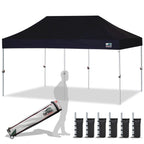 Eurmax USA 10x10ft Pop Up Canopy,Commercial Instant Tent for Outdoor Events,Patented No-Tip Rolling Storage Bag with 4 Sandbags,UV & Water Resistant,Heavy Duty Portable Shelter Gazebo,White