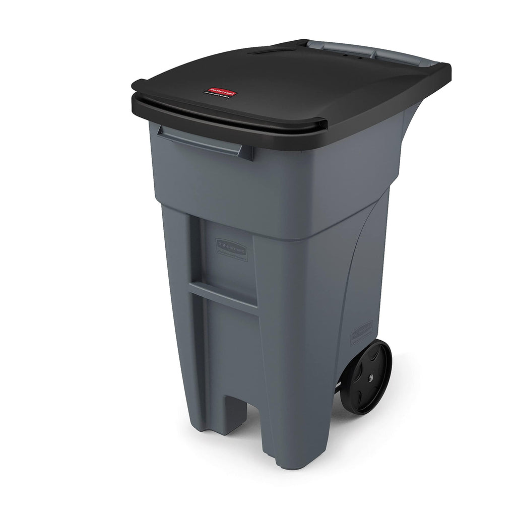 Rubbermaid Commercial Products Brute Rollout Trash Can, Gray, 65-Gallon
