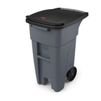 Rubbermaid Commercial Products Brute Rollout Trash Can, Gray, 65-Gallon