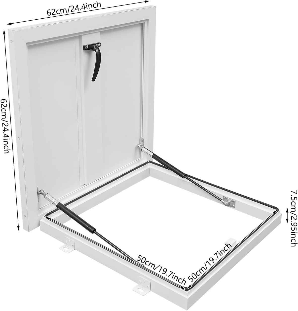Roof Hatch, Galvanized Powder Coated Steel Roof Hatch Roof Steel Security Door Roof Access Hatch (19.7" L x 19.7" W White)