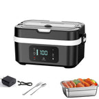 Cordless Heated Lunch Box, 30,000mAh Rechargeable Electric Lunch Box with Automatic Heatings Timer & Adjustable Heating, 5.7 Cup Portable Food Heater Warmer Office Car Outdoor (Pink)
