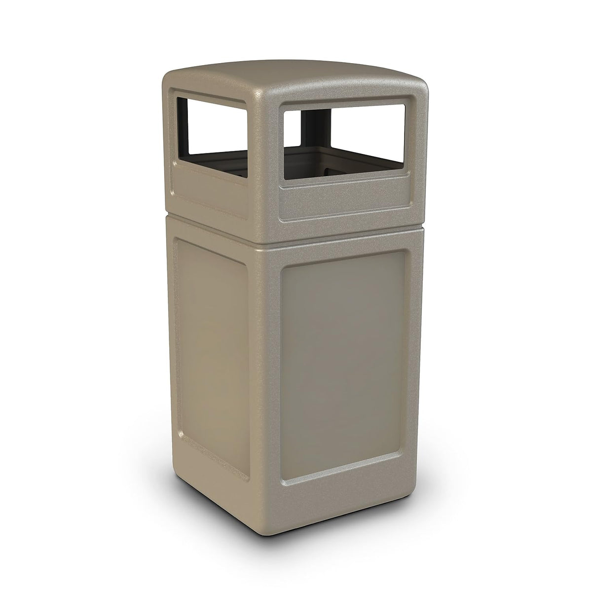 Commercial Zone-73290199 PolyTec 42 Gallon Square Waste Container with Dome Lid Color: Black