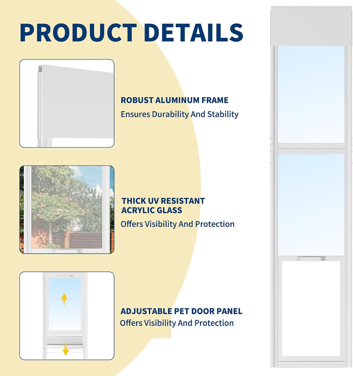 DoCred Dog Door for Sliding Glass Door, 74 13/16" to 80 11/16"