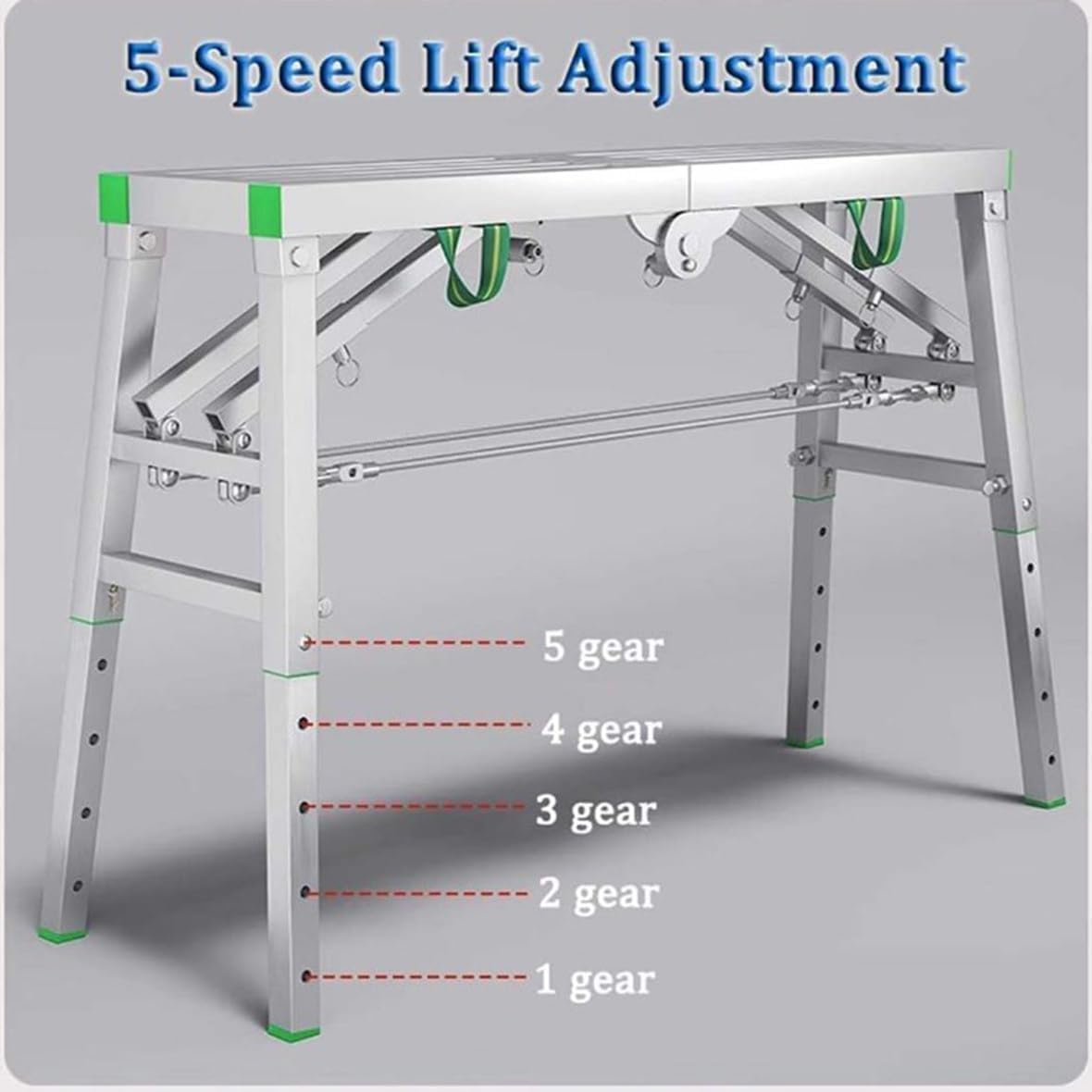 Scaffolding Equipment, Portable Folding Scaffolding, Multipurpose Work Platform Scaffold Tower Ladder Stool Work Bench, 882 Lbs Load, Galvanized Steel,140cm