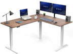 VIVO Light Wood 63 x 55 in Corner Standing Desk, DESK-E3CTGC