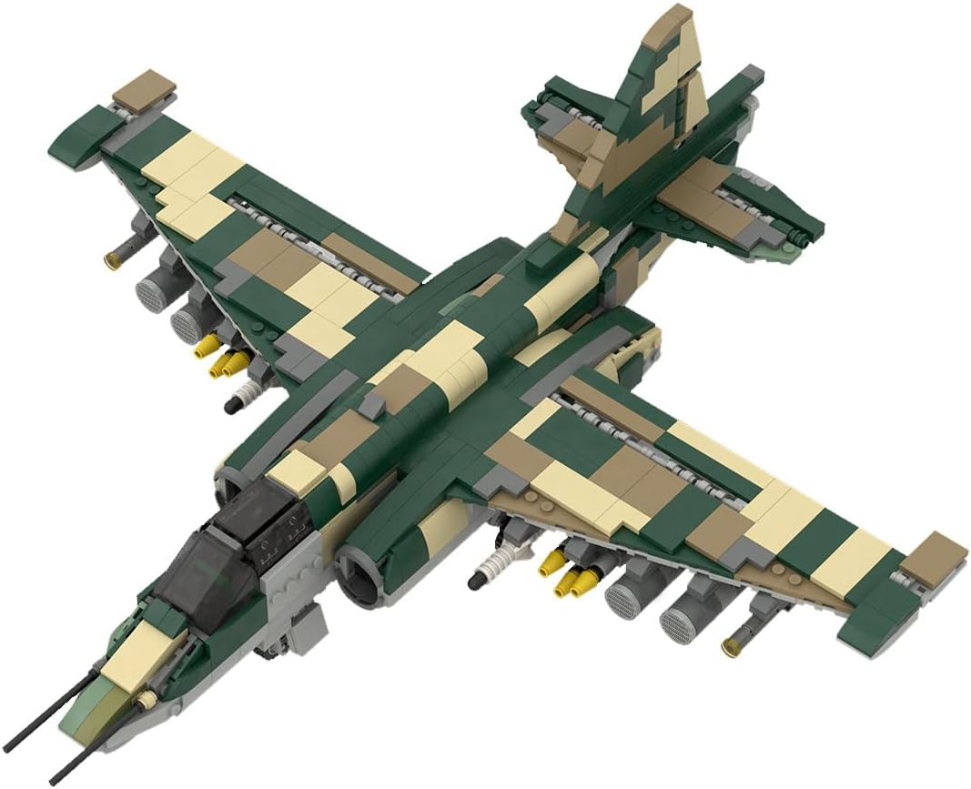 Military Fighter Series Model Block Set, Sukhoi Su-25 Aircraft Model MOC Building Blocks Set, Creative Construction Toy for Adults (900PCS), 93313398611ULADYWV