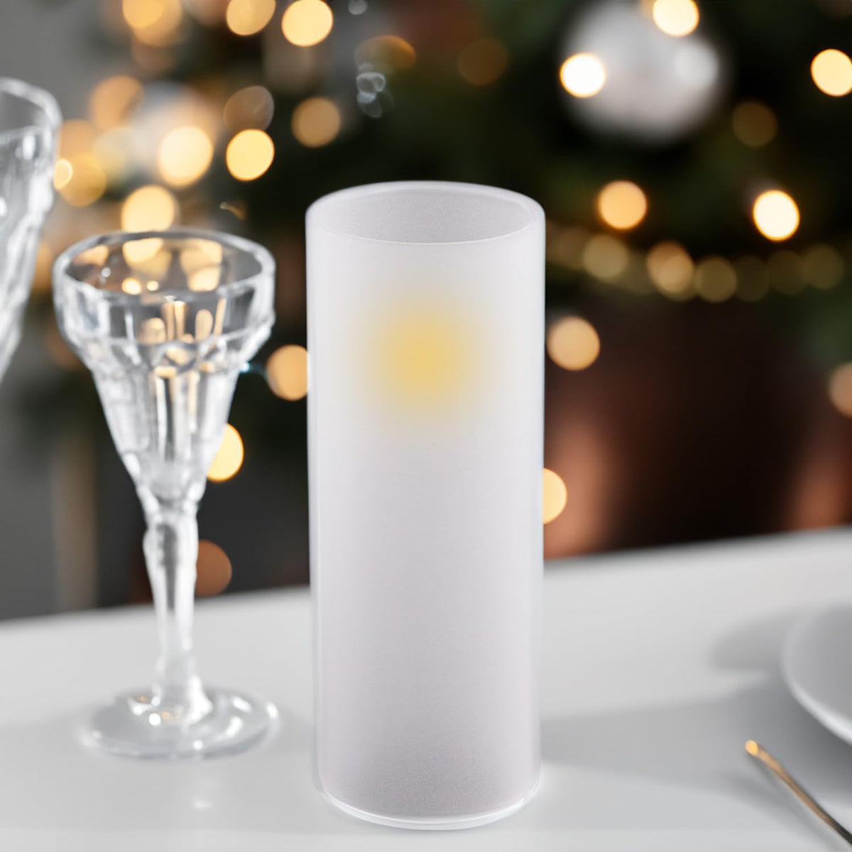 WGVI Hurricane Candle Holder Sleeve, W: 4", Ht: 12", Frosted Glass Cylinder Open Both Ends, Chimney Tube Shade, 12 Piece