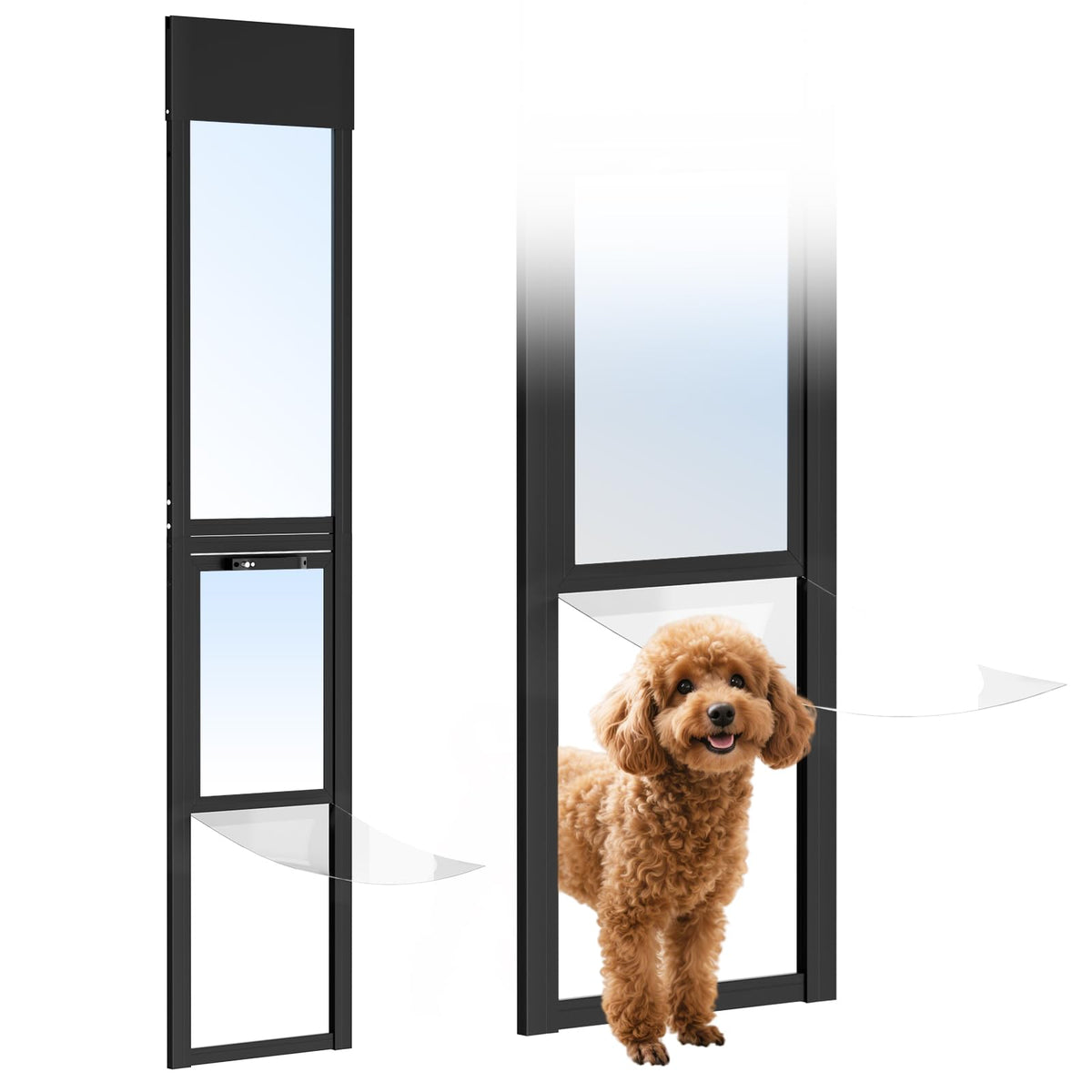 DoCred Dog Door for Sliding Glass Door, 74 13/16" to 80 11/16"