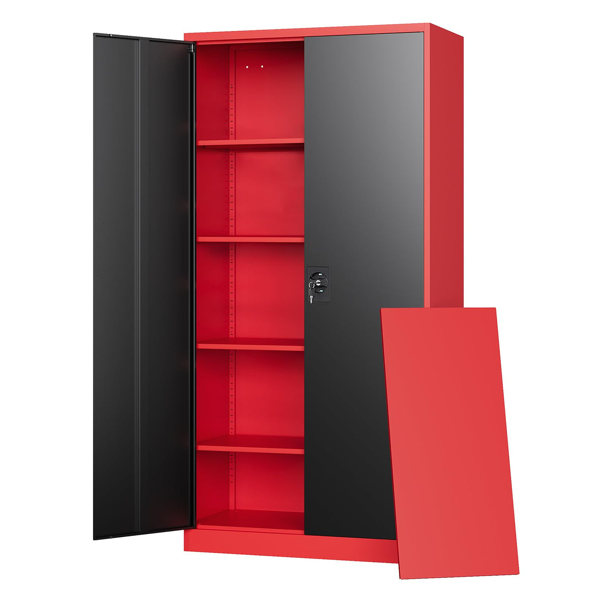 Letaya Metal Garage Storage Cabinets with Wheels,Steel Tool Cabinets Lock Door and Adjustable Shelves for Home,Office,Warehouse Organisieren (Black, 74.41" H)