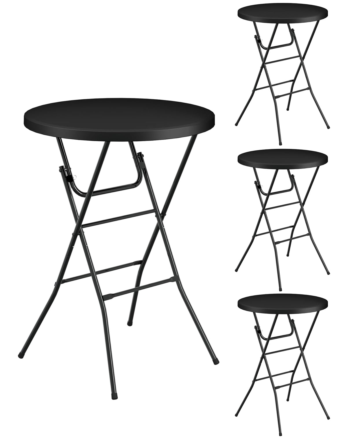 32" Round Folding Table, HDPE Top & Metal Frame, 2 Pack, White