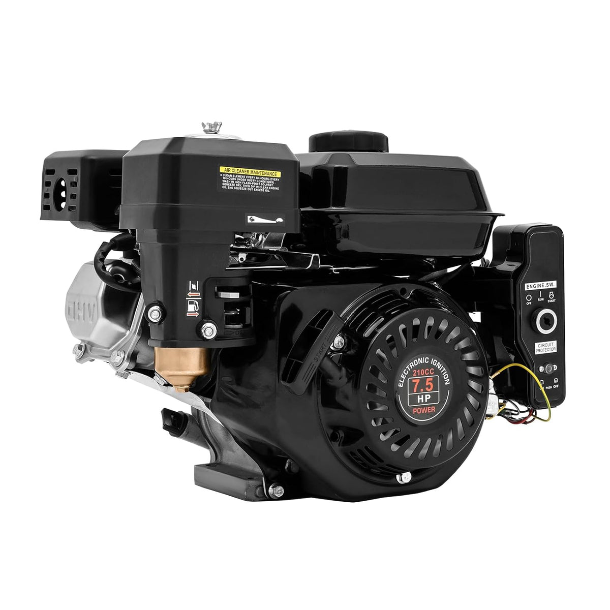 7.5HP Gas Engine, Single-Cylinder Gas Engine,4 Stroke 210CC Gas Motor with Air-Cooling, Portable Gas Engine for Go Cart, Mini Bike