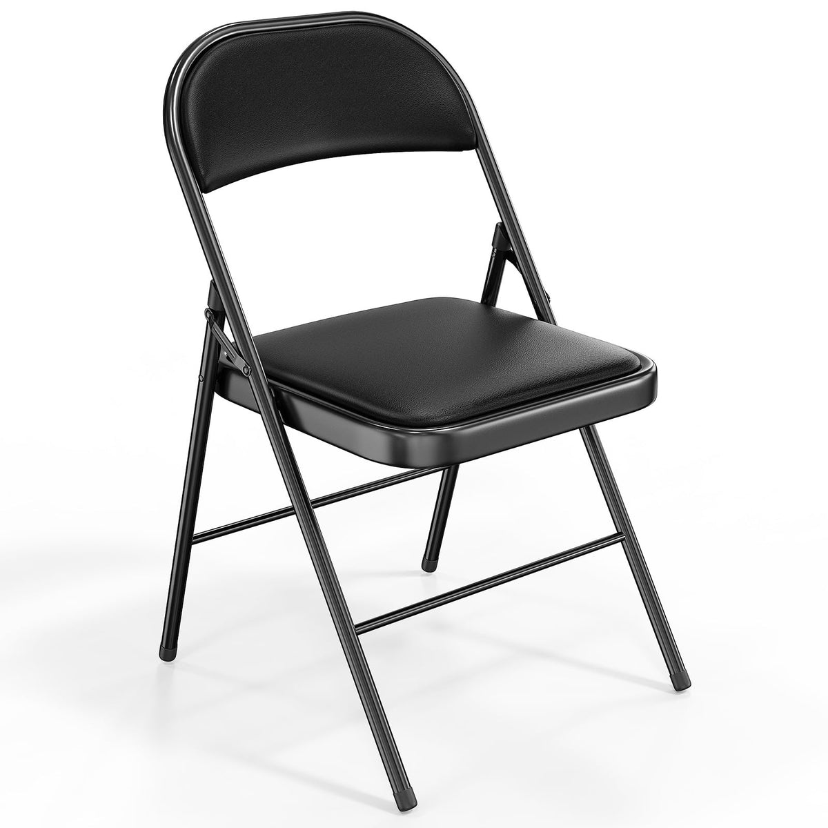 VINGLI 10 Pack Folding Chairs with Padded Seats, Metal Frame with Pu Leather Seat & Back, Capacity 350 lbs, Black