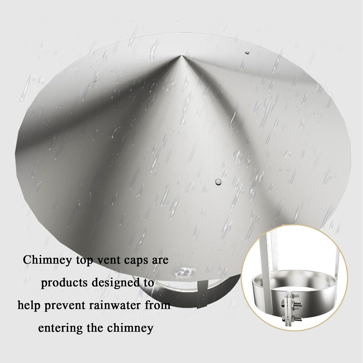 304 Galvanized Rain Cap,universal chimney cap,Roof Rain Cap,galvanized rain cap,stove pipe chimney cap for vent,rooftop exhaust vent cap,vent pipe cap for roof ( Size : D28cm*50cm/11.02in*19.69in )