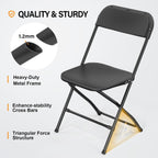 VINGLI 40 Pack Black Plastic Folding Chair, Indoor Outdoor Portable Stackable Commercial Seat with Steel Frame 350lb. Capacity for Events Office Wedding Party Picnic Kitchen Dining