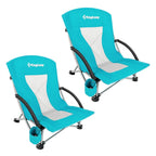 KingCamp Low Beach Chairs 2 Pack, Folding Portable High Back Chair