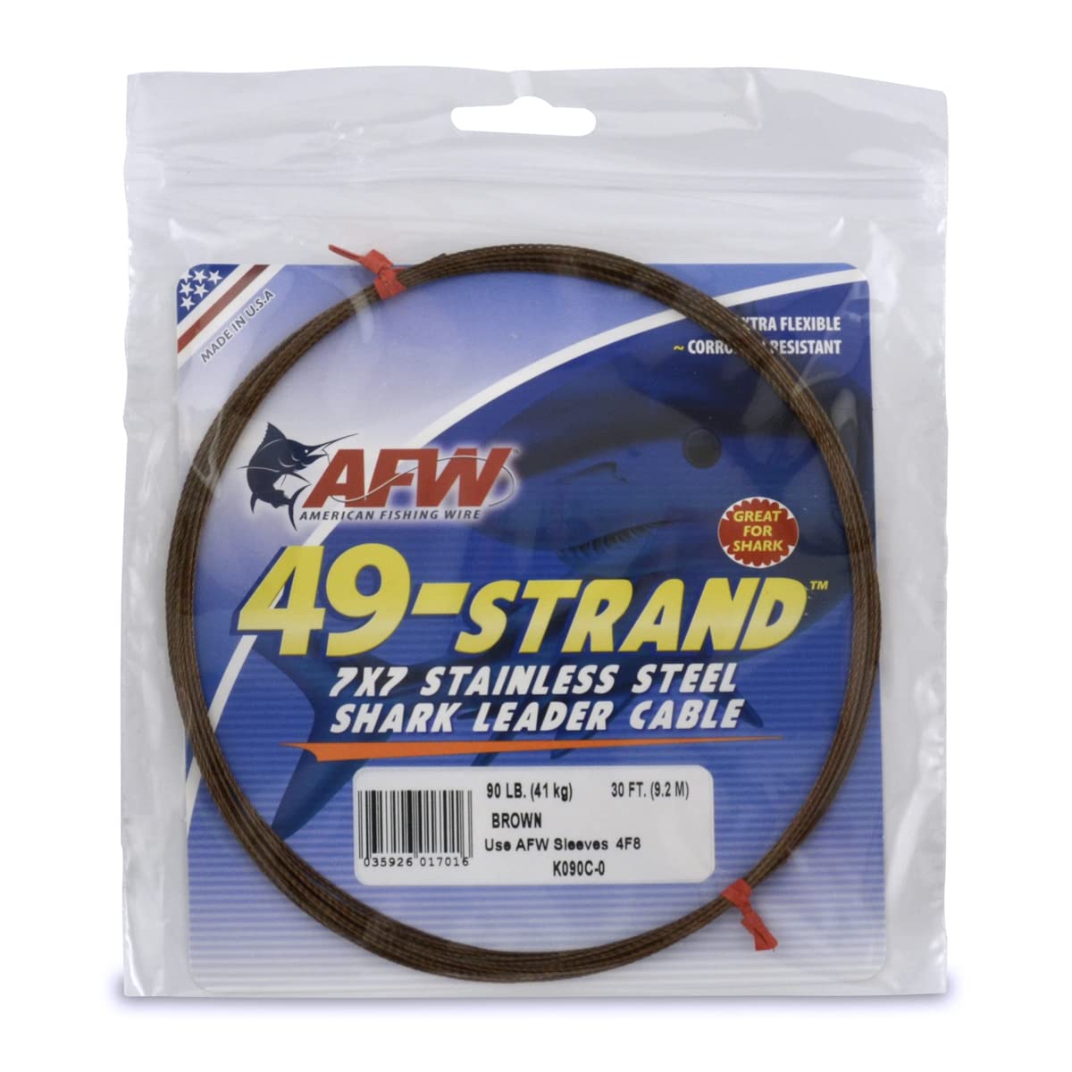 AFW Fishing Wire 49 Strand, 7x7 Stainless Steel Leader Cable, 90lb to 900