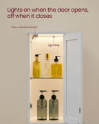 VASAGLE Tall Storage Cabinet with Lights, Slim, 11.8" W, Cloud White