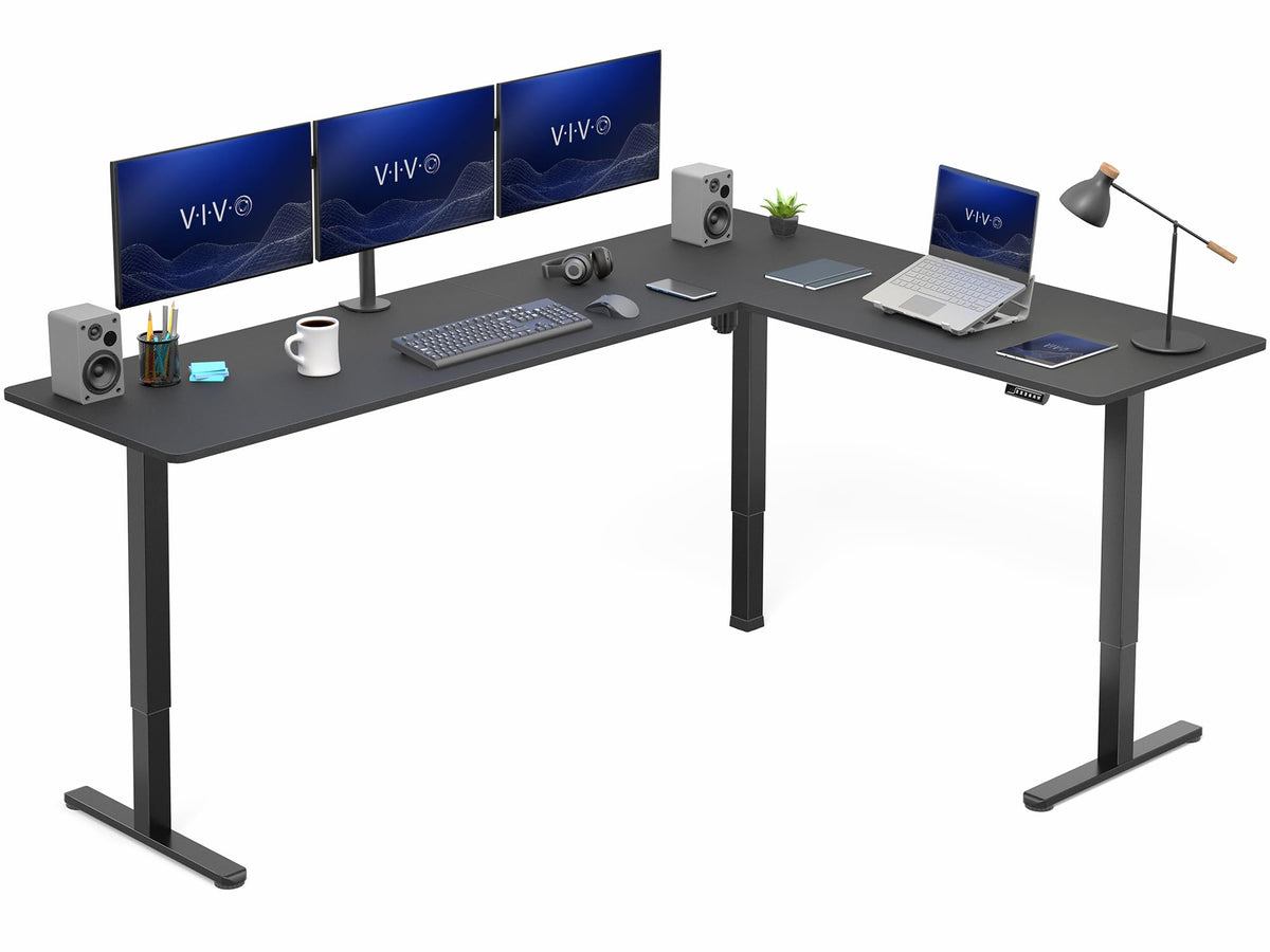 VIVO Black 63 x 55 in Corner Standing Desk, DESK-E3CTB