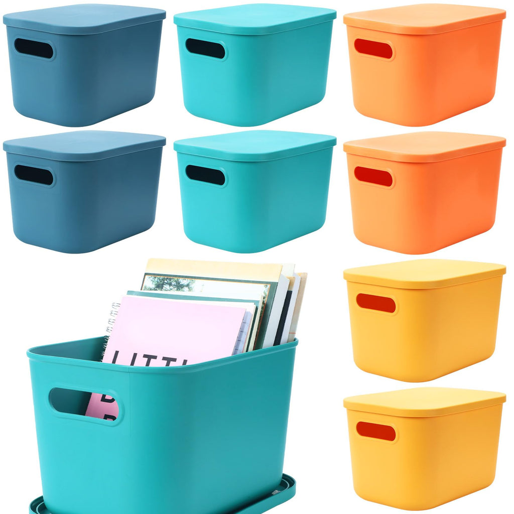 Hoolerry 8 Pieces Storage Bins, 14.2 x 10.2 x 9.5 Inch, Black