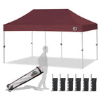 Eurmax USA 10x10ft Pop Up Canopy,Commercial Instant Tent for Outdoor Events,Patented No-Tip Rolling Storage Bag with 4 Sandbags,UV & Water Resistant,Heavy Duty Portable Shelter Gazebo,White