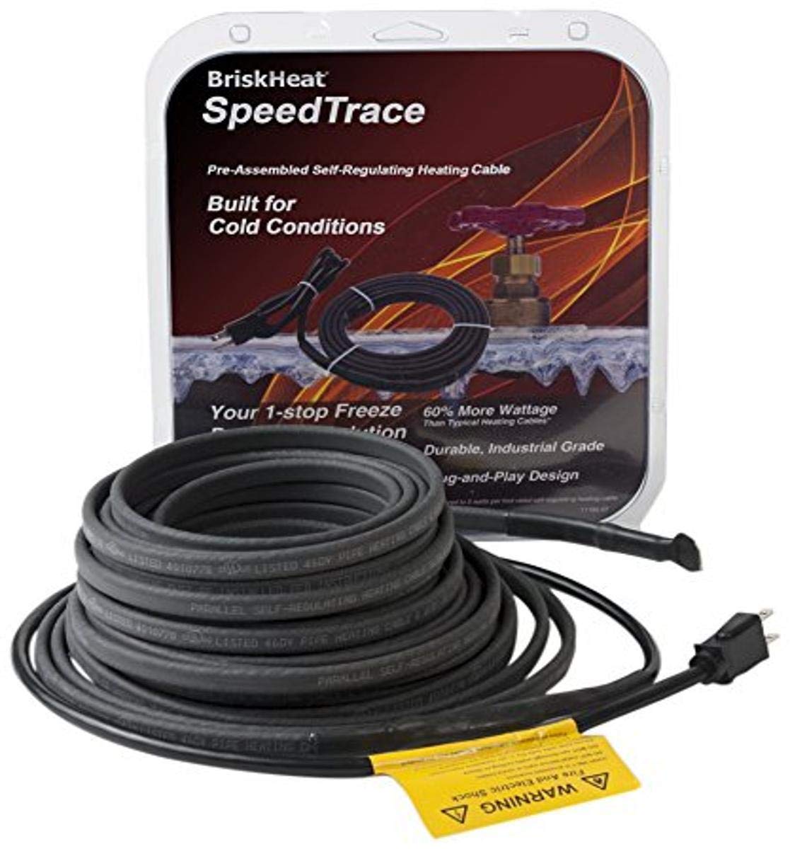 BriskHeat FFSL81-12 Speedtrace Extreme Heating Cable, 8 Watts/ft, 120V, 12ft with Plug