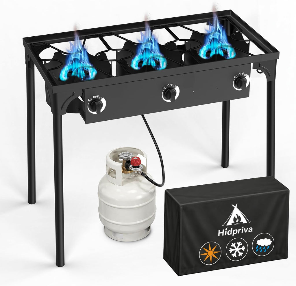 3 Burner Propane Gas Stove with Dustproof Cover