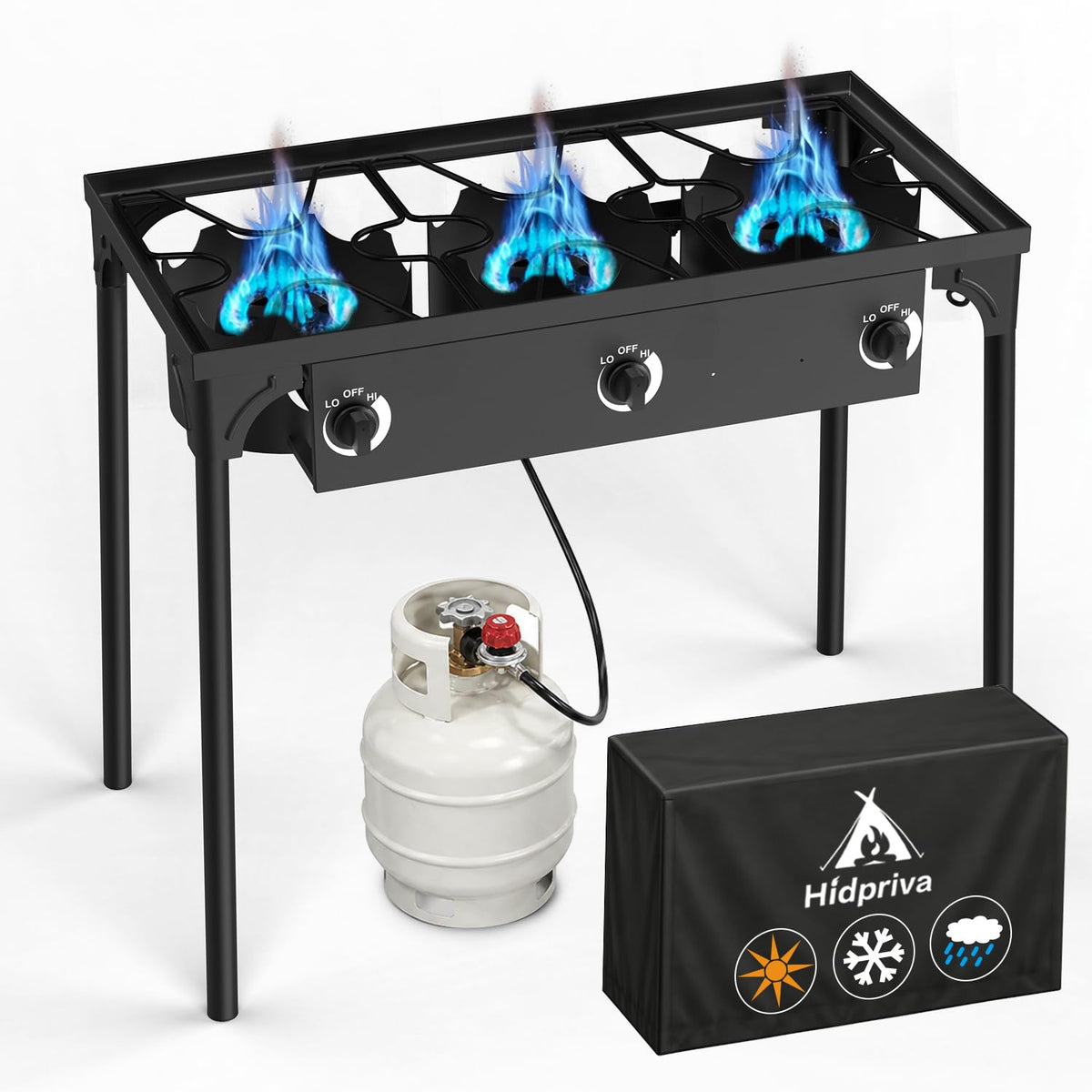 2 Burner Propane Gas Stove with Dustproof Cover