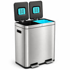 Home Zone Living 19 Gallon Kitchen Trash Can with Dual Compartments