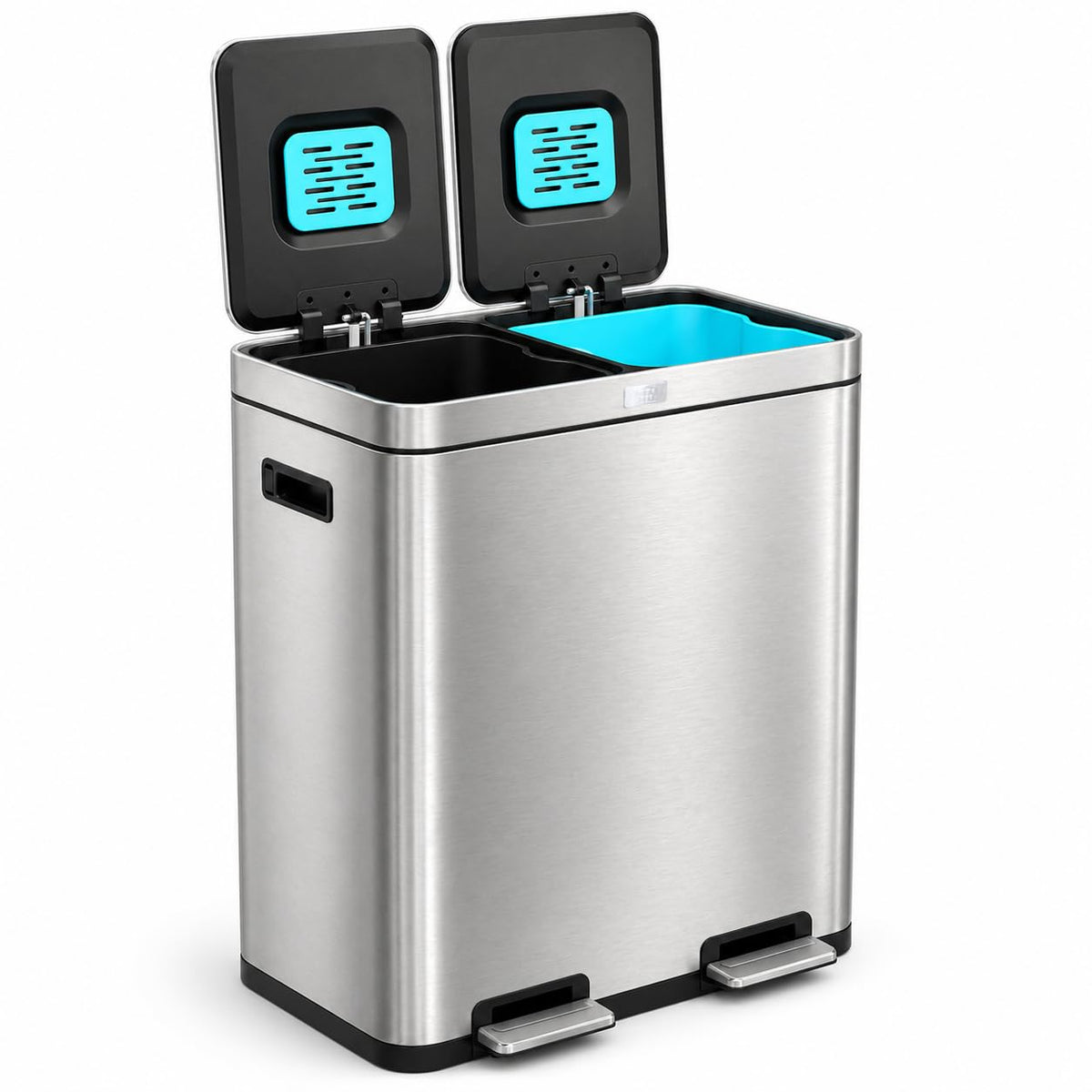 Home Zone Living 19 Gallon Kitchen Trash Can with Dual Compartments