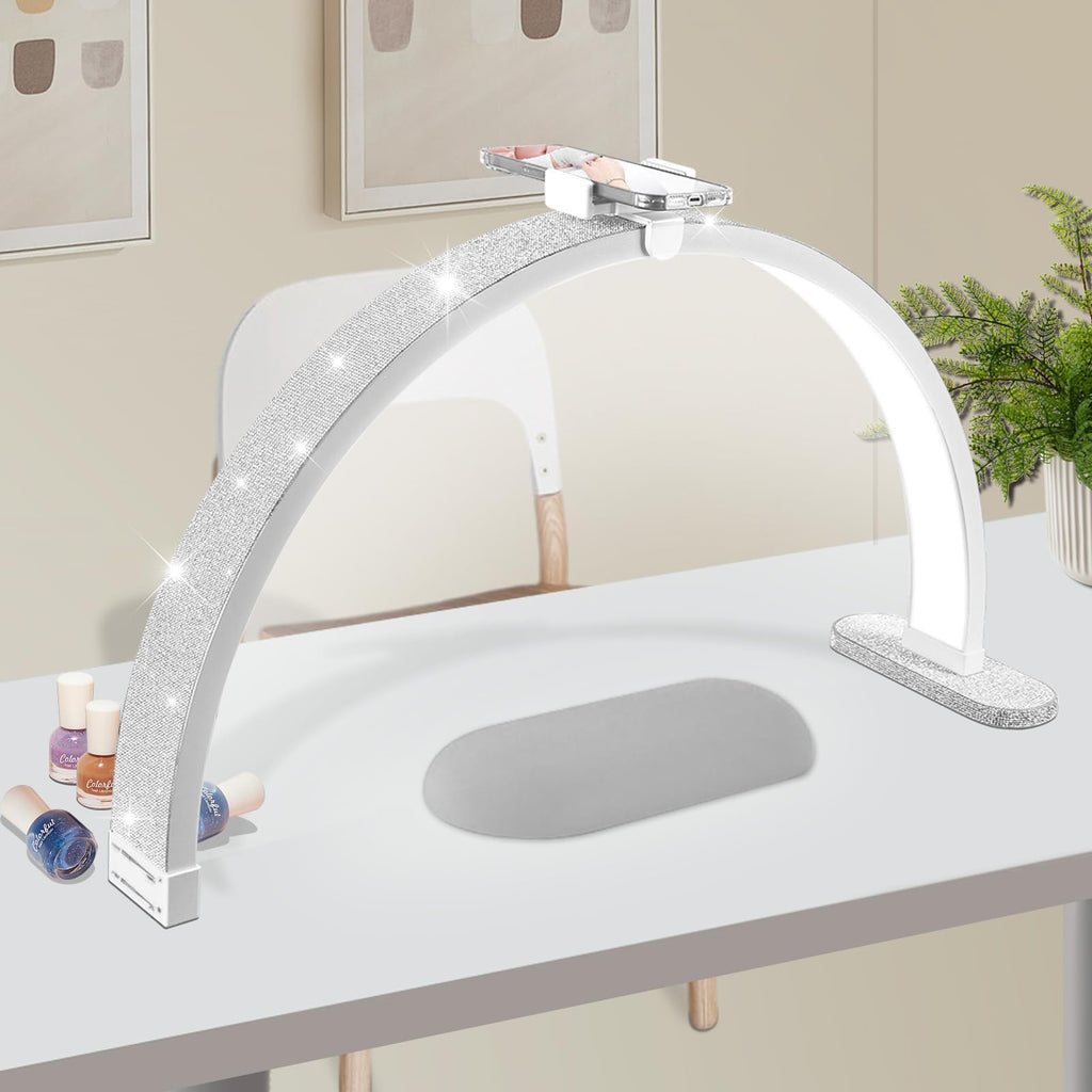 30in Touch Control Nail Light for Desk, Half Moon Light, Pink