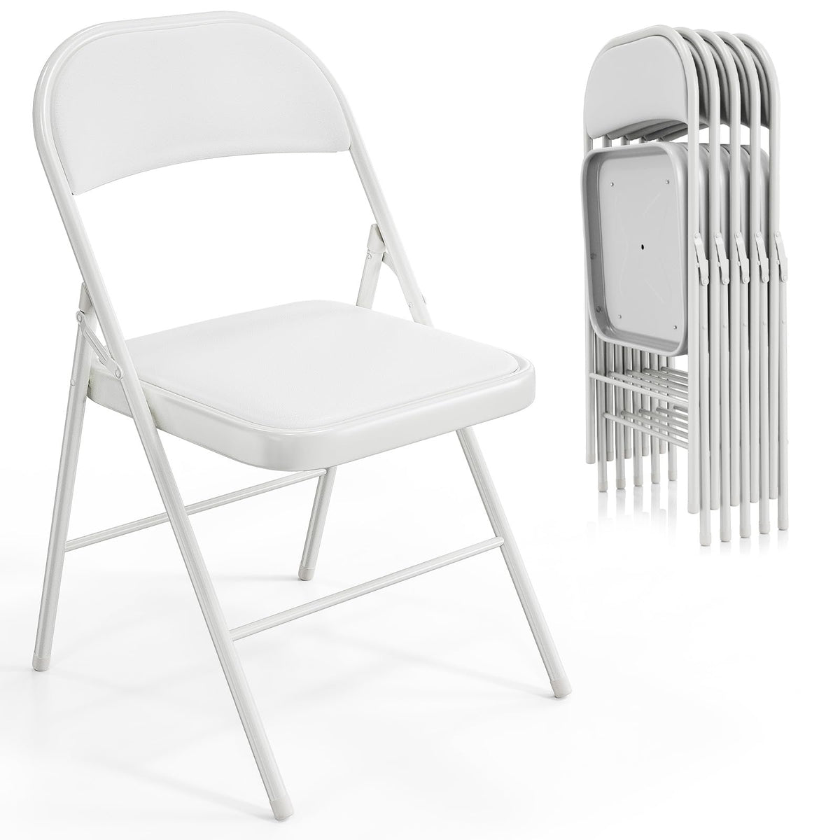 VINGLI 10 Pack Folding Chairs with Padded Seats, Metal Frame with Pu Leather Seat & Back, Capacity 350 lbs, Black