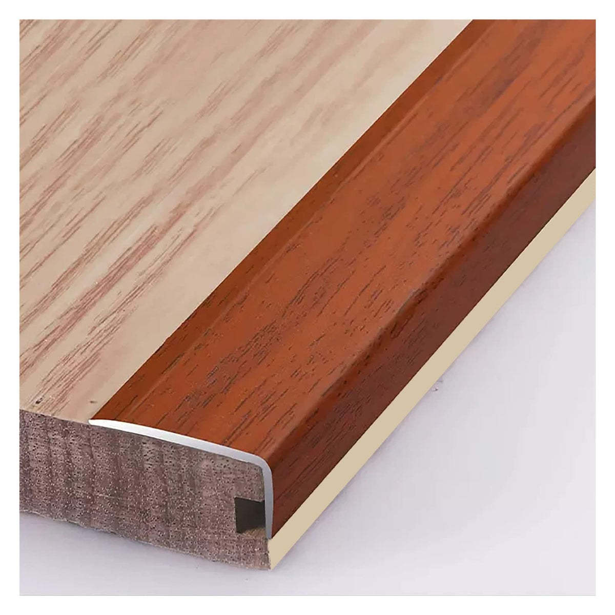 L Molding Metal Stair Steps Corner Trim Window Sill Edge Protectors, Wood Grain Finish Floor Transition Strip for Wooden Flooring/Laminate Floor (#7 50in/127cm)