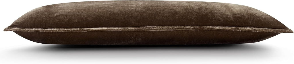 HiEnd Accents Stella Faux Silk Velvet Green Ochre Long Lumbar Pillow