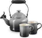 Le Creuset Demi Kettle (1.25 qt.) and 2 Mugs (14 oz. each), Oyster