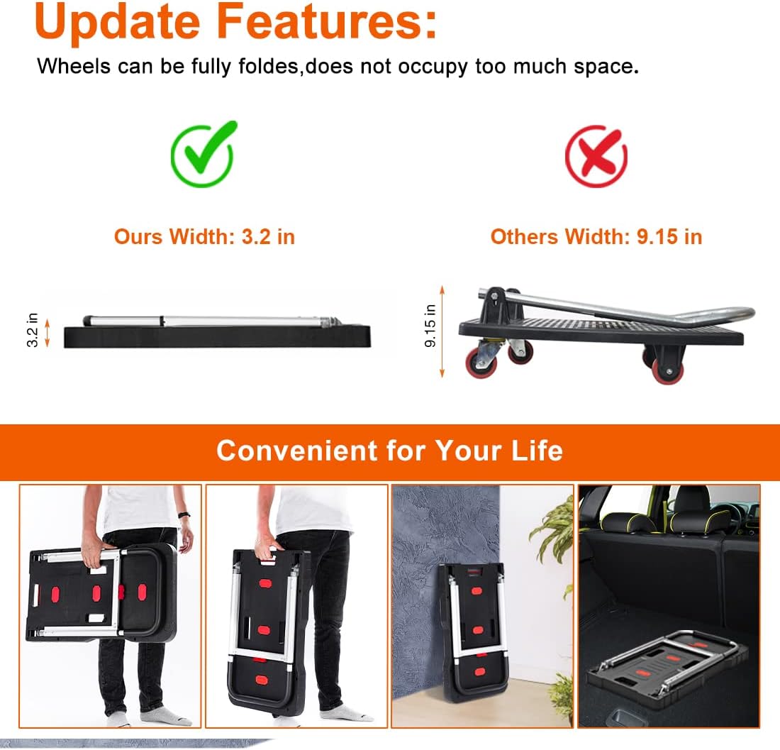 Folding Hand Truck Platform Truck 330 Lb Heavy Duty Dolly Cart