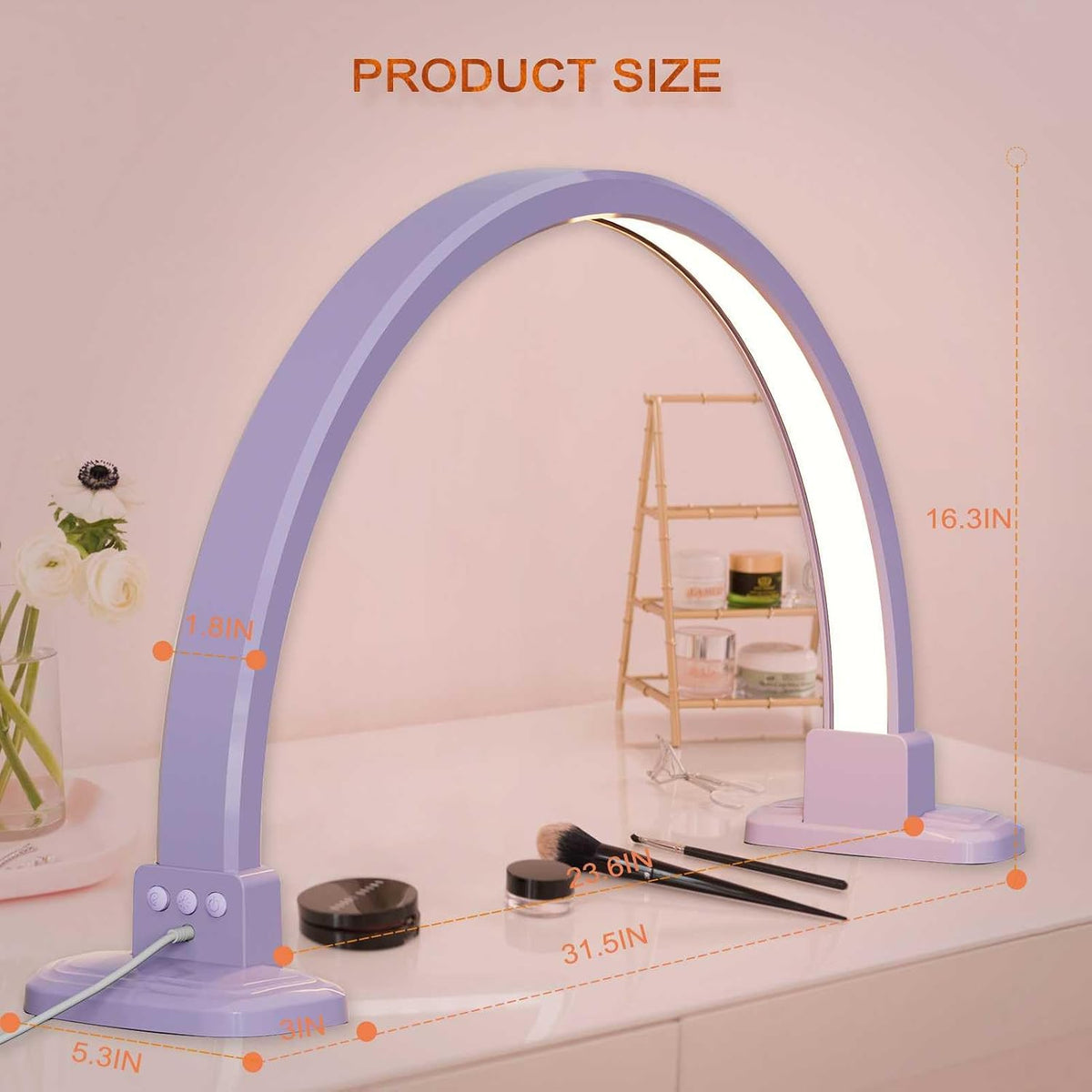 Half Moon Light for Nail Desk, 30 in 45W Half Moon Nail Lamp, Adjustable Brightness Color Temperature Moon Lamp Nail Tech, Arch Nail Lamp, Manicure Lamp Table Light