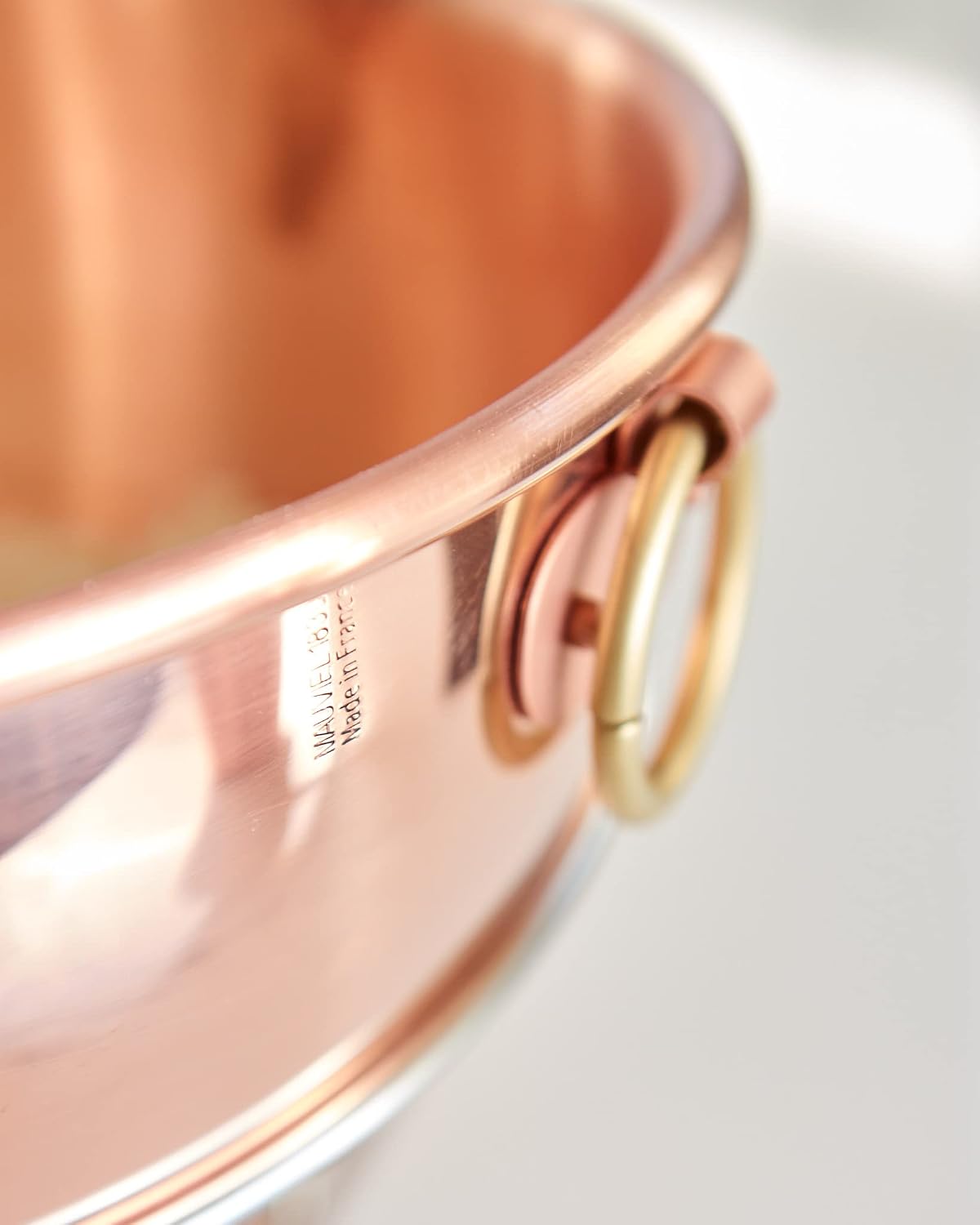 Mauviel M'Passion Copper Egg White Beating Bowl With Ring, 5 Qt, Made in France