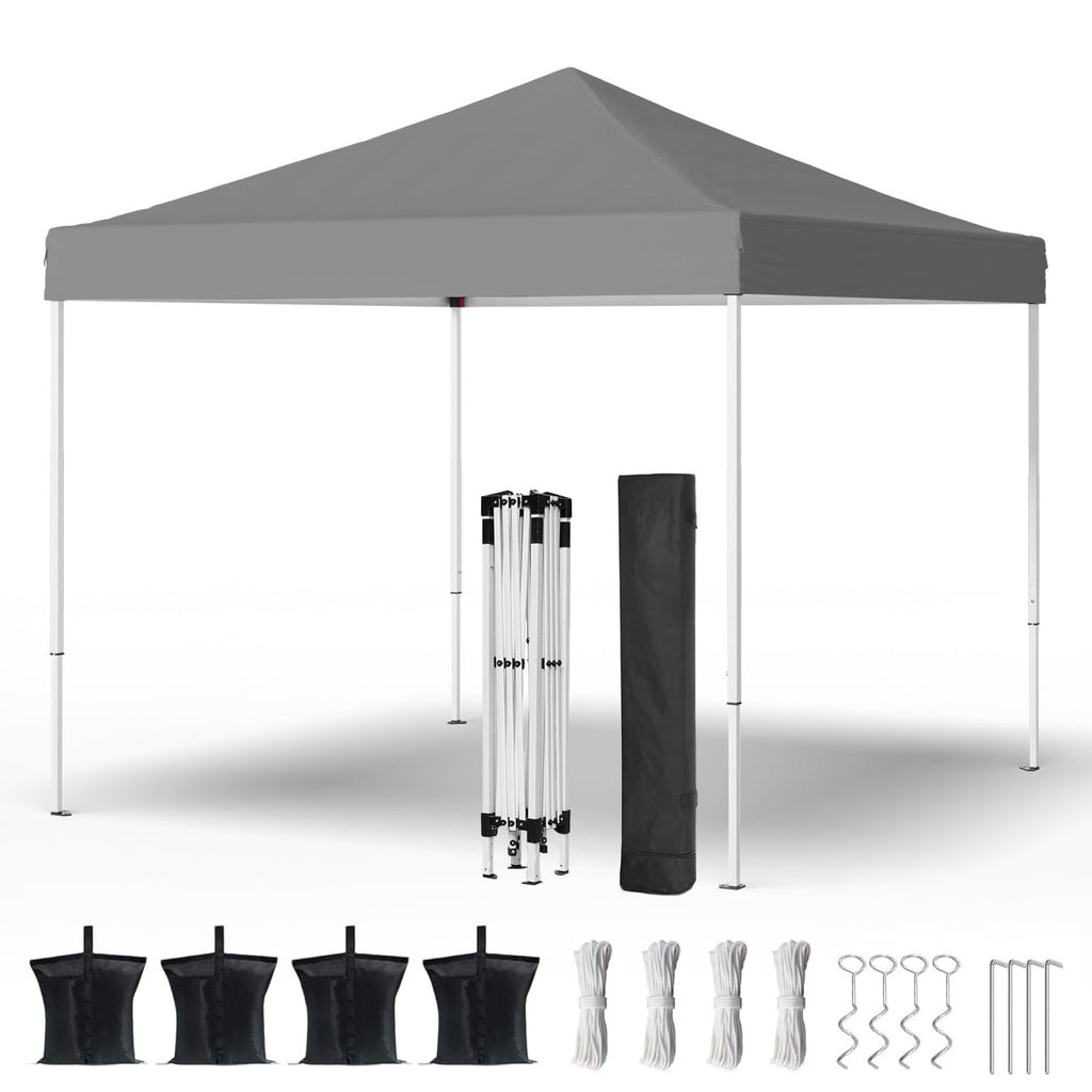 Shades 10x10 Pop Up Canopy, Heavy Duty Beach Tent with Carrying Bag for Easy Moving, Sun Shelter for Parties, Events, Camping, Outdoor Gazebo with 420D PU Coated Waterproof White Fabric