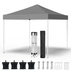Shades 10x10 Pop Up Canopy, Heavy Duty Beach Tent with Carrying Bag for Easy Moving, Sun Shelter for Parties, Events, Camping, Outdoor Gazebo with 420D PU Coated Waterproof White Fabric