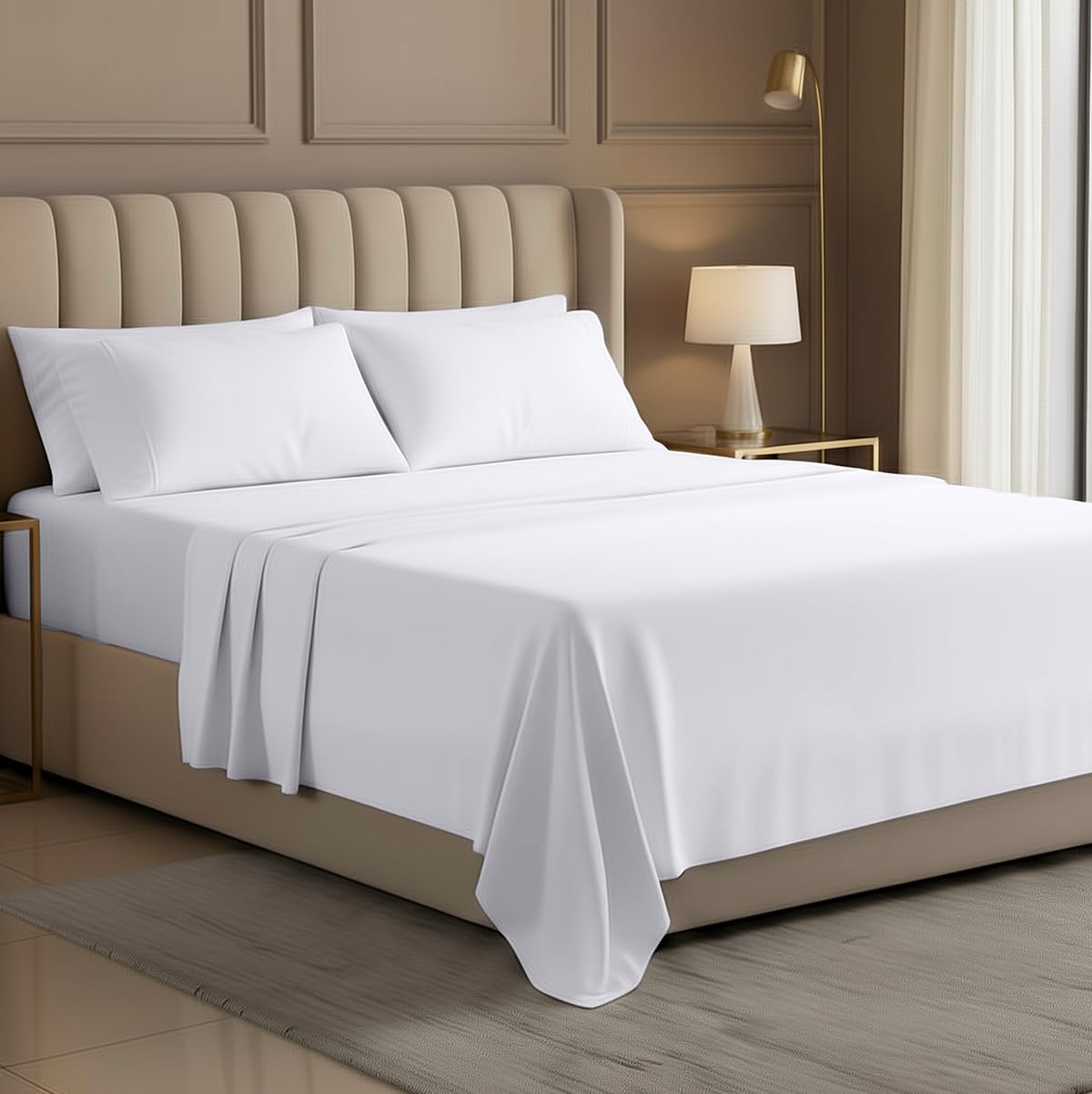 Bulk 8-Pack King Sheet Set, 4pc Set For Hotel, Resort & Motel, White