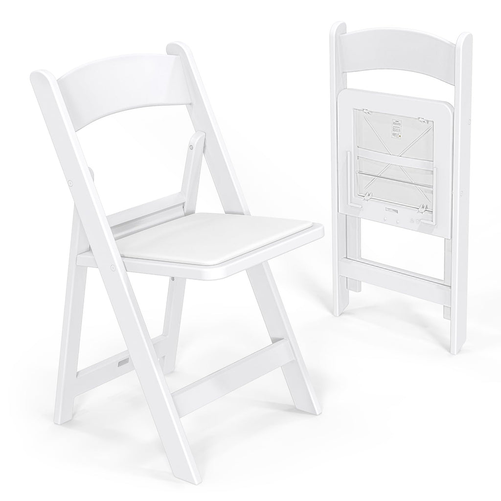 VINGLI Resin Folding Chairs with Cushion, Foldable Plastic Chair with Comfortable Padded Seats, Perfect for Event Party Indoor Outdoor, White, 8 PC