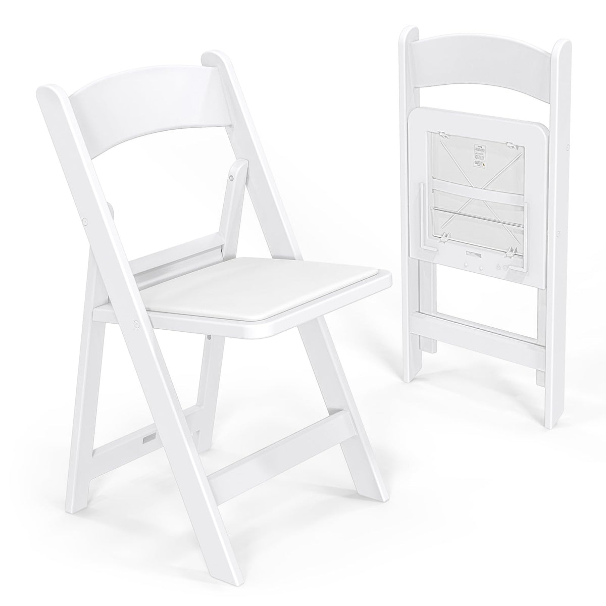 VINGLI Resin Folding Chairs with Cushion, Foldable Plastic Chair with Comfortable Padded Seats, Perfect for Event Party Indoor Outdoor, White, 8 PC