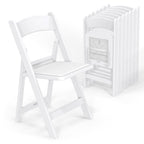 VINGLI Resin Folding Chairs with Cushion, Foldable Plastic Chair with Comfortable Padded Seats, Perfect for Event Party Indoor Outdoor, White, 8 PC