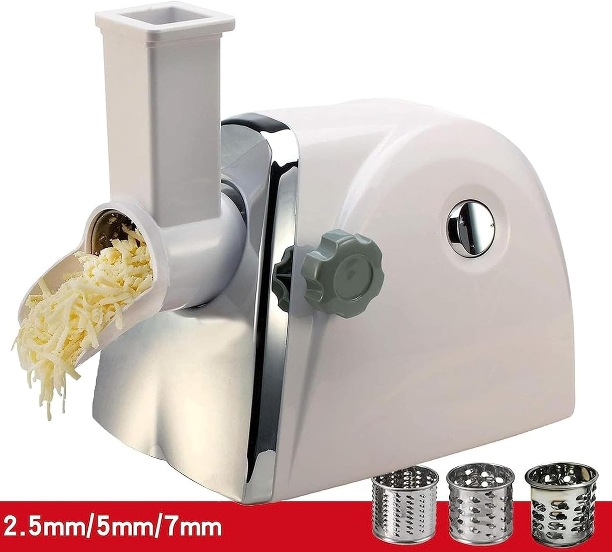 Commercial Cheese Grater, Electric Rotary Cheese Shredder Machine with 3 Stainless Steel Revolving Blades, Multi-Functional Vegetable Slicer Cheese Grinder, Quick Shred - 1min/500g