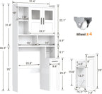 ELYKEN Over The Toilet Storage Cabinet with Acrylic Doors & Pulley, White